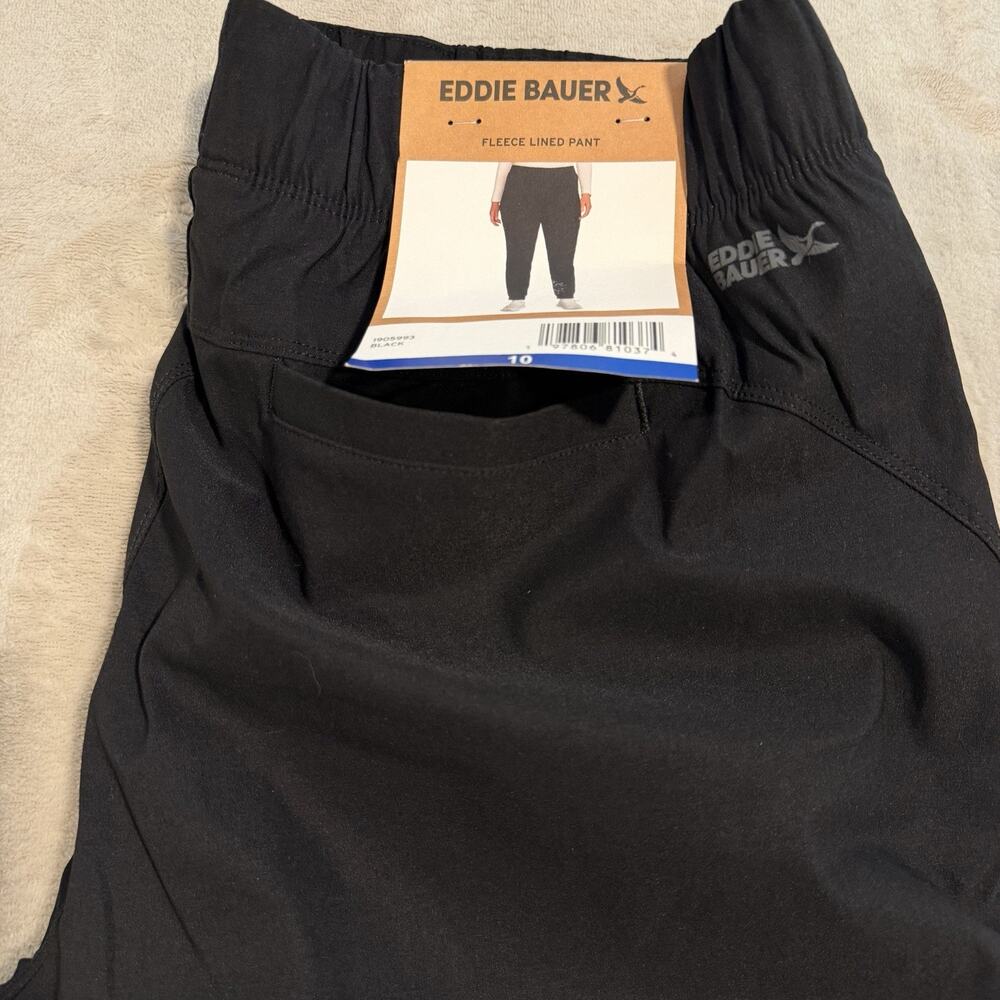 Eddie Bauer Women's Rainier Fleece Lined Jogger Pant Size 10 -Black-Brand New - Picture 3 of 4